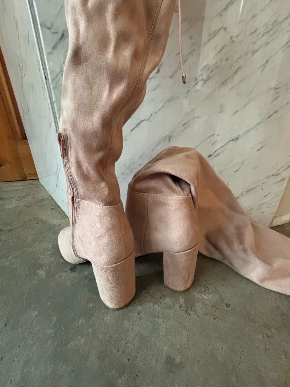 Sexy Chinese Laundry Women's Over-the-Knee Block Heel boots blush pink